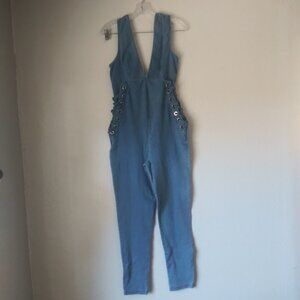 C'est Toi women's size M denim sleeveless jumpsuit